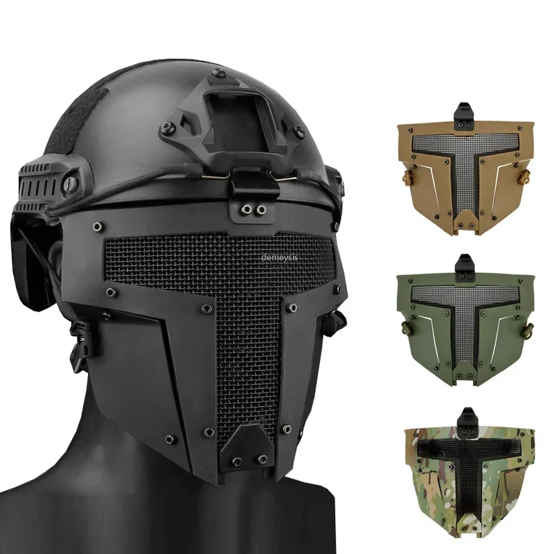 フルフェイスマスク通気性スチールメッシュ戦術ペイントボール射 - Camo Face Paint のレビューと価格