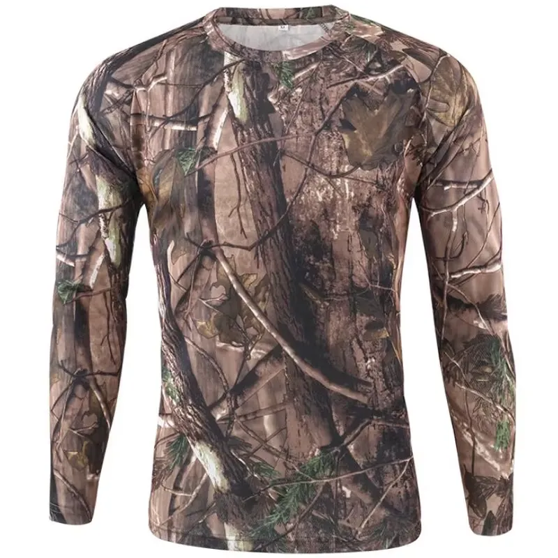 3Dプリント加工を施した、カジュアルな長袖迷彩柄のメンズTシ - Outdoor Hunting Prints のレビューと価格